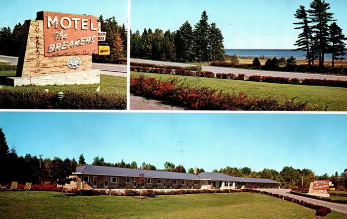 Gray Wolf Lodge (The Breakers Motel) - Old Postcard View (newer photo)